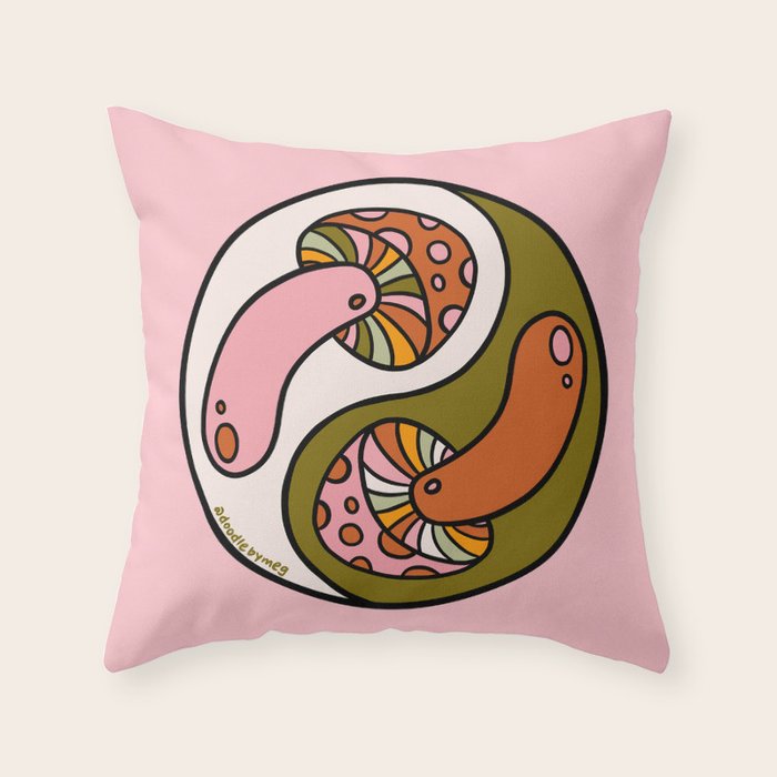 Mushroom Yin Yang Throw Pillow Gallery Image 6