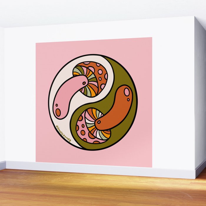 Mushroom Yin Yang Wall Mural Gallery Image 2