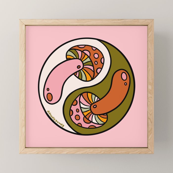 Mushroom Yin Yang Mini Art Print Gallery Image 1