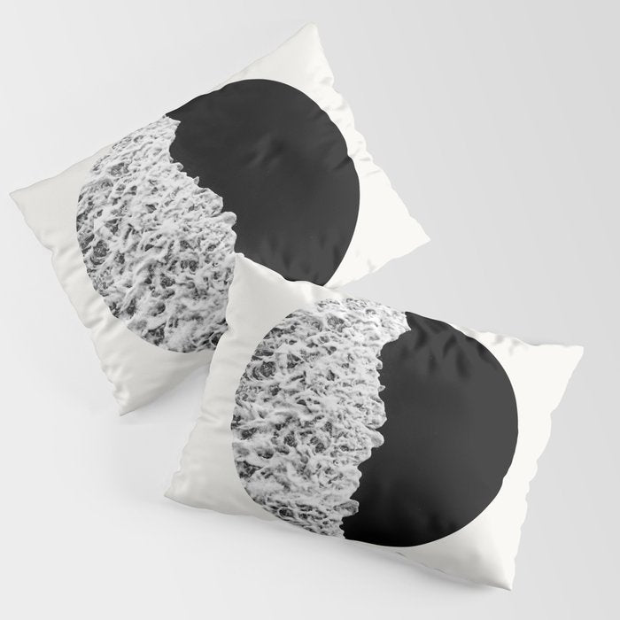 Ocean Yin Yang - Landscape Art Print, Black and White Photography  Pillow Sham Gallery Image 1