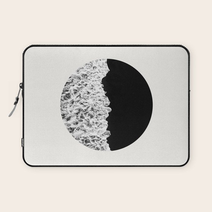Ocean Yin Yang - Landscape Art Print, Black and White Photography  Laptop Sleeve Gallery Image 1