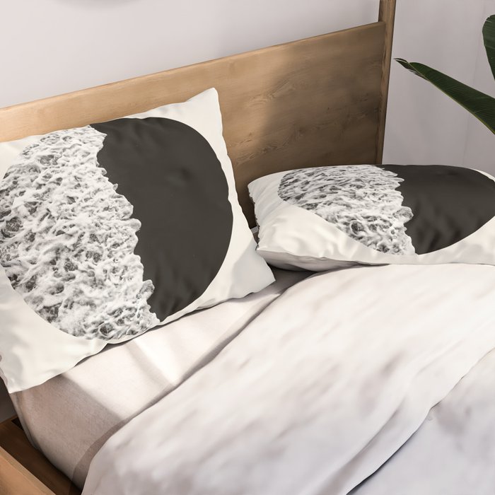 Ocean Yin Yang - Landscape Art Print, Black and White Photography  Pillow Sham Gallery Image 2