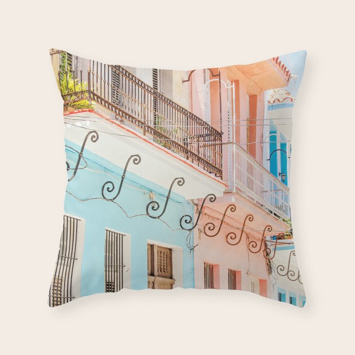 Caribbean Color - Havana Cuba Travel Photography Throw Pillow Gallery Image 1