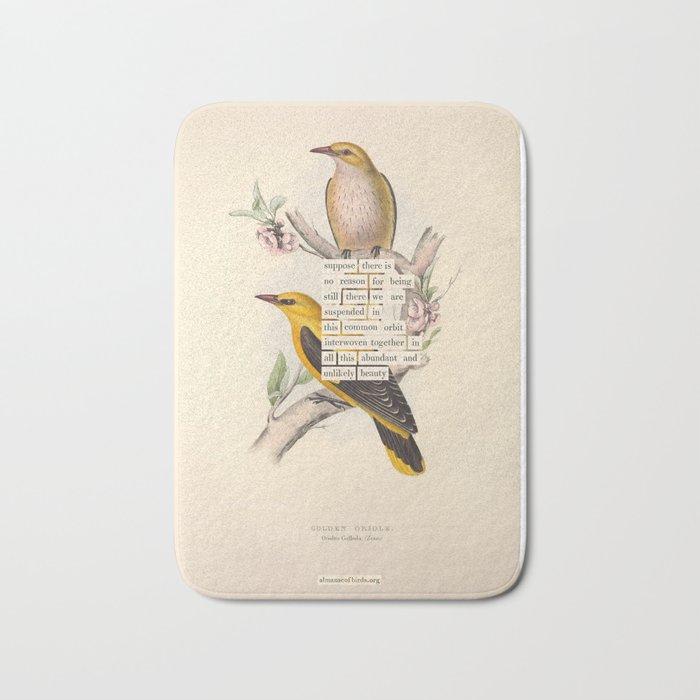 Bird Divinations: Golden Oriole (about: almanacofbirds.org) Bath Mat Gallery Image 1