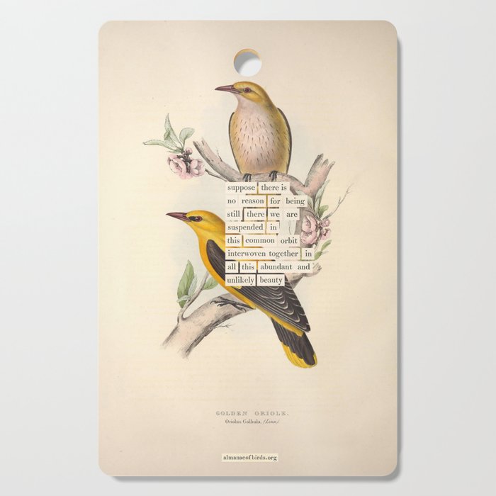 Bird Divinations: Golden Oriole (about: almanacofbirds.org) Cutting Board Gallery Image 1