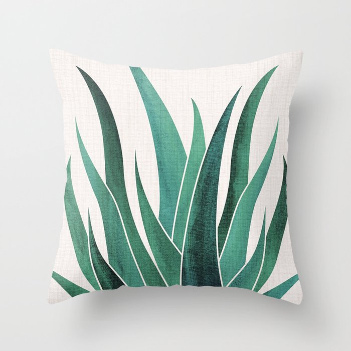 Desert Agave Botanical Drawing Throw Pillow Gallery Image 1
