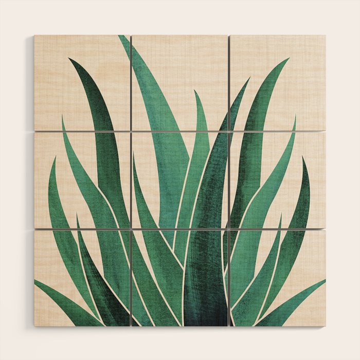 Desert Agave Botanical Drawing Wood Wall Art Gallery Image 1