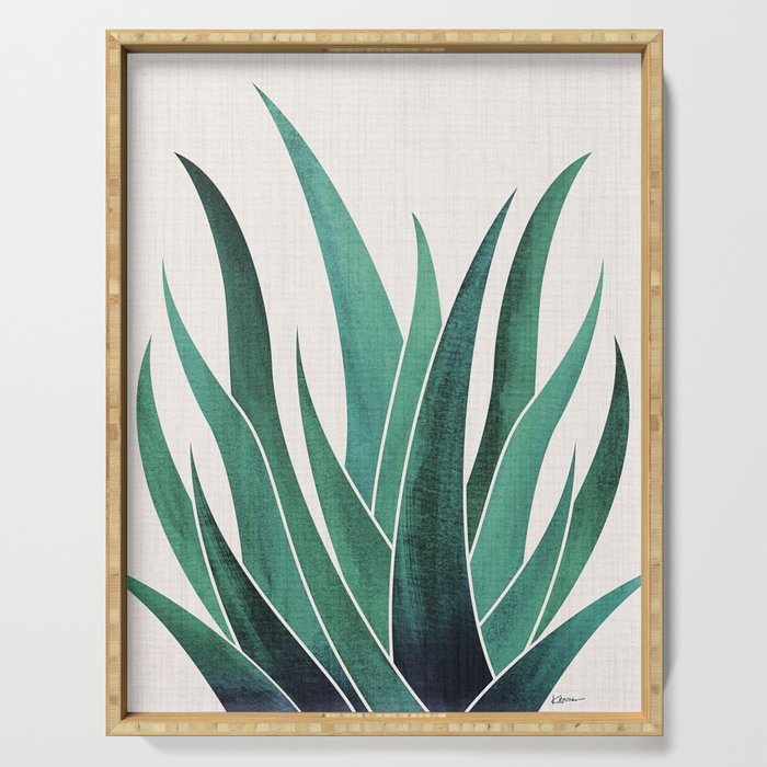 Desert Agave Botanical Drawing Serving Tray Gallery Image 1