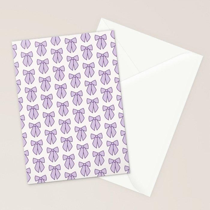 Lavender Bows Coquette Stationery Card Gallery Image 2