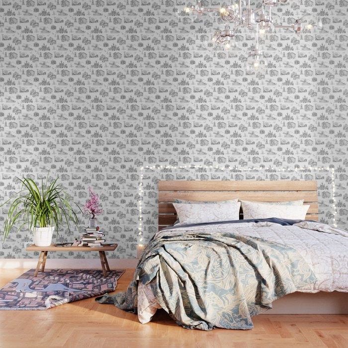 Brooklyn Toile - Black and White Wallpaper Gallery Image 3