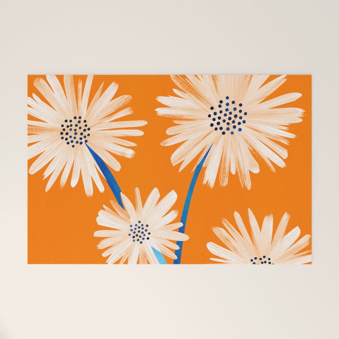 Moroccan Daisies Still Life Welcome Mat Gallery Image 1