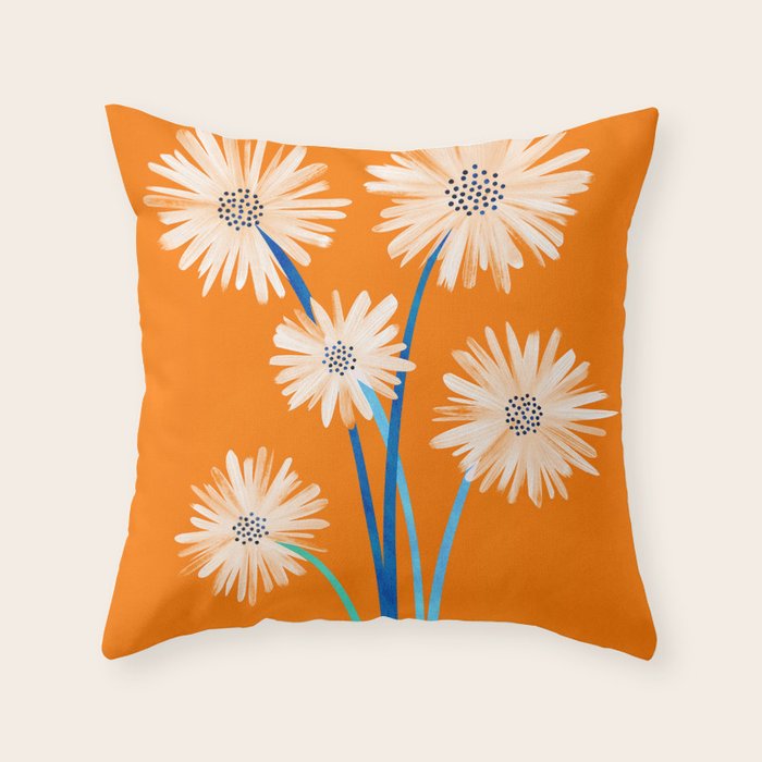 Moroccan Daisies Still Life Throw Pillow Gallery Image 6
