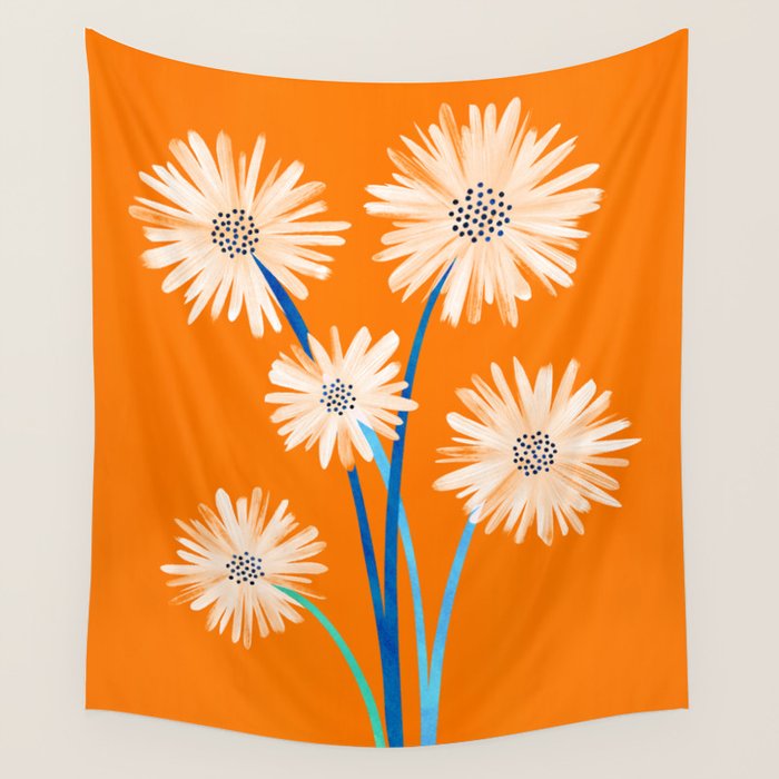 Moroccan Daisies Still Life Wall Tapestry Gallery Image 4