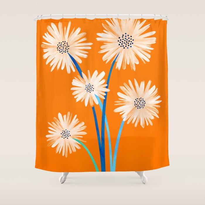 Moroccan Daisies Still Life Shower Curtain Gallery Image 1