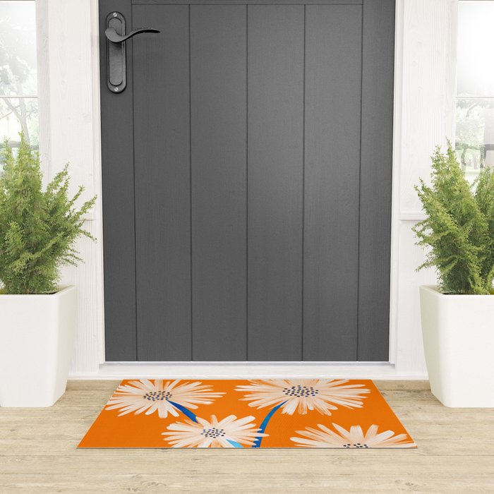 Moroccan Daisies Still Life Welcome Mat Gallery Image 3