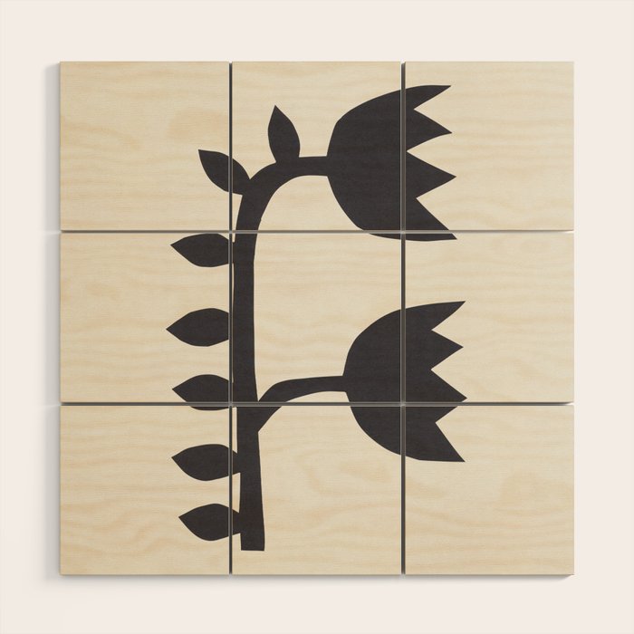 Black Tulips #1 - 3/5 Wood Wall Art Gallery Image 1
