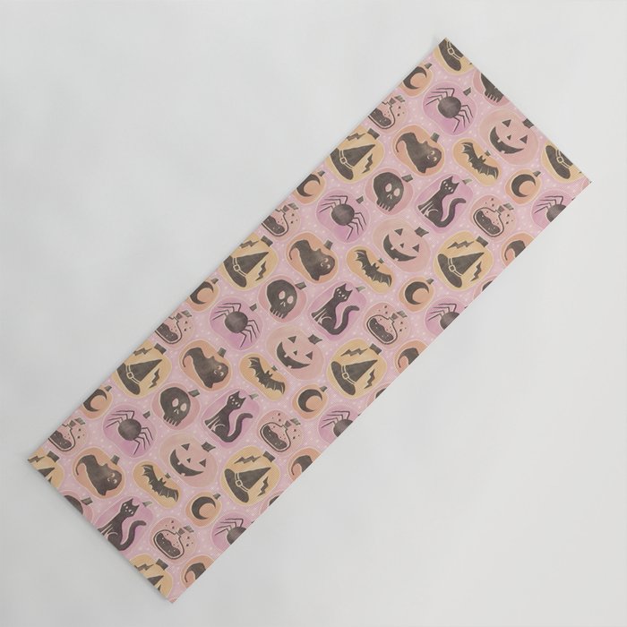 Halloween Pumpkins - vintage pink and black  Yoga Mat Gallery Image 1