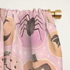 Halloween Pumpkins - vintage pink and black  Window Curtain Gallery Image 2