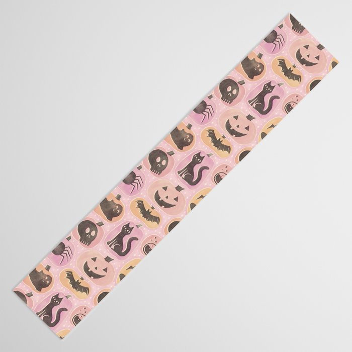 Halloween Pumpkins - vintage pink and black  Table Runner Gallery Image 3
