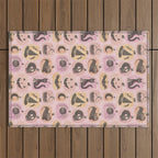 Halloween Pumpkins - vintage pink and black  Outdoor Rug Gallery Image 1