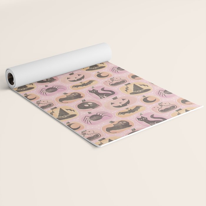 Halloween Pumpkins - vintage pink and black  Yoga Mat Gallery Image 2