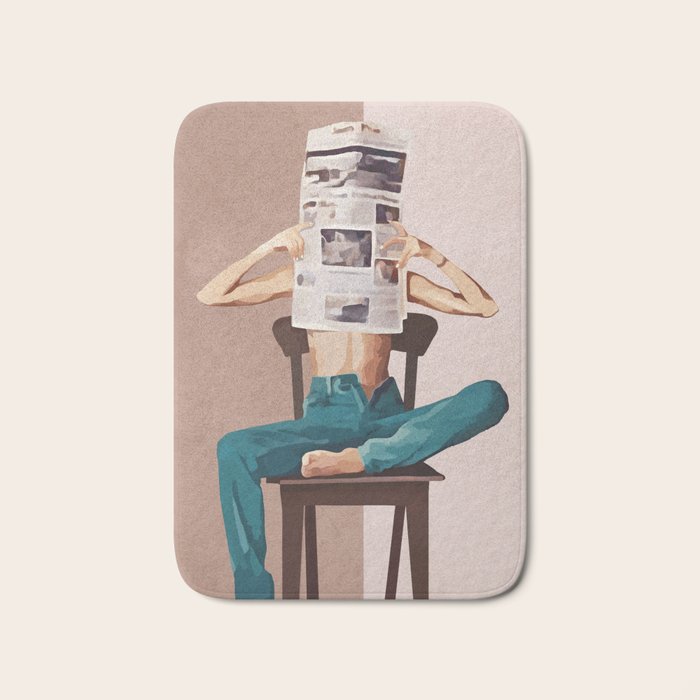 Woman Reading Newspaper Bath Mat Gallery Image 1