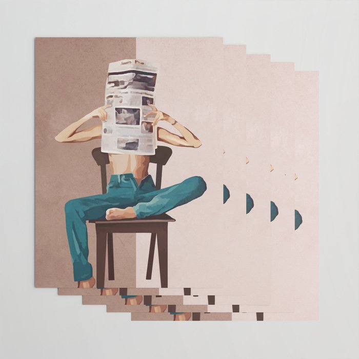 Woman Reading Newspaper Wrapping Paper Gallery Image 3