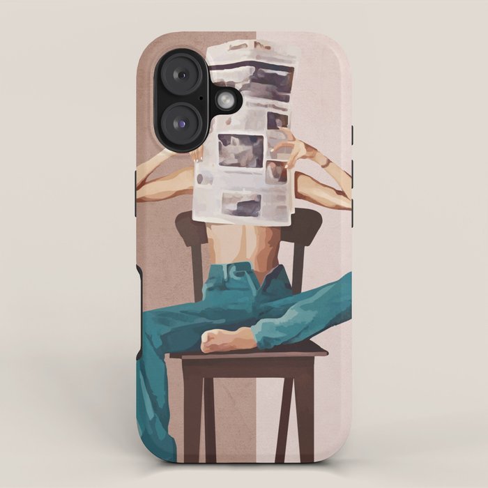 Woman Reading Newspaper iPhone Case Gallery Image 1