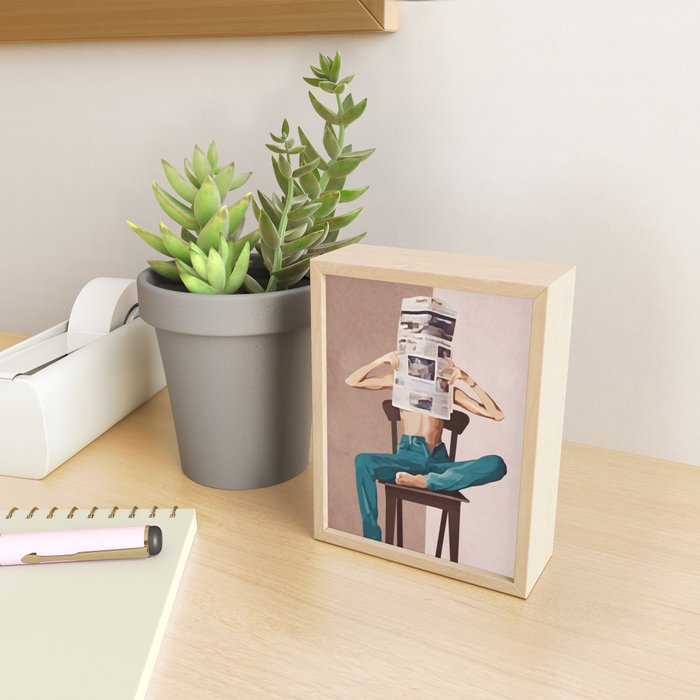 Woman Reading Newspaper Mini Art Print Gallery Image 2