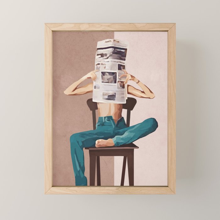 Woman Reading Newspaper Mini Art Print Gallery Image 1