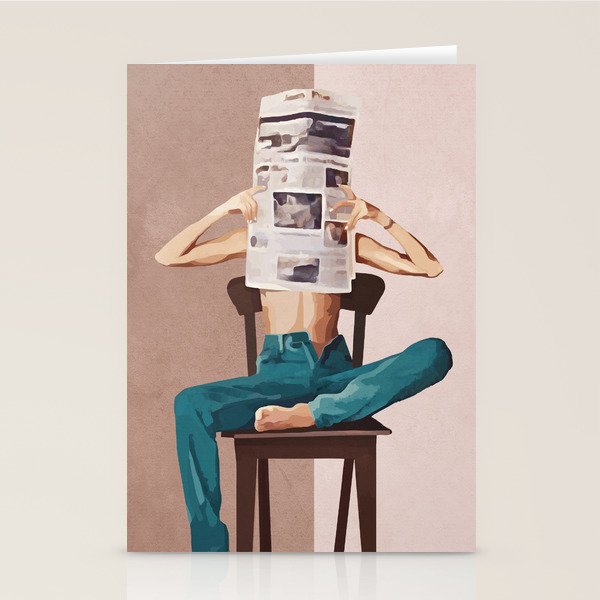 Woman Reading Newspaper Stationery Card Gallery Image 2