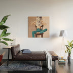 Woman Reading Newspaper Wood Wall Art Gallery Image 2