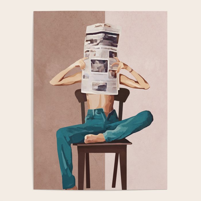 Woman Reading Newspaper Poster Gallery Image 4