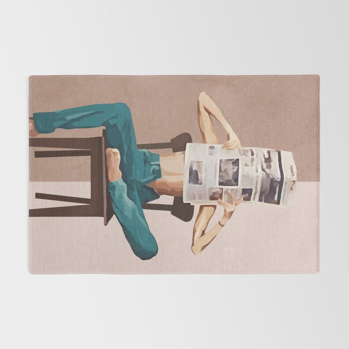 Woman Reading Newspaper Rug Gallery Image 2