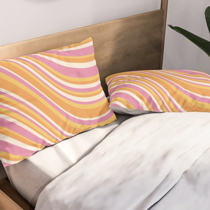 Wavy Stripes XXV - Pink Orange Yellow Pillow Sham Gallery Image 2