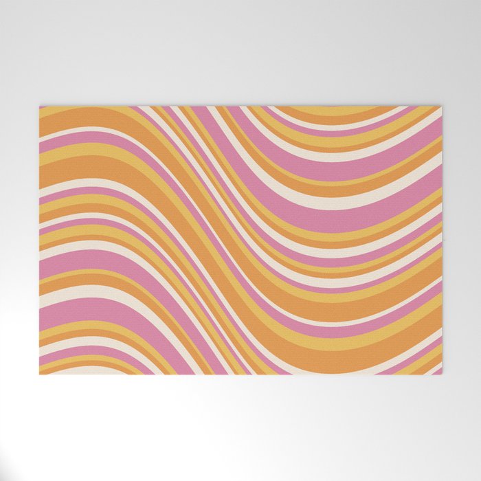 Wavy Stripes XXV - Pink Orange Yellow Welcome Mat Gallery Image 1