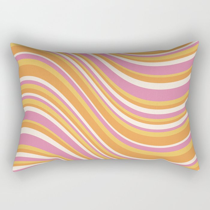 Wavy Stripes XXV - Pink Orange Yellow Rectangular Pillow Gallery Image 1