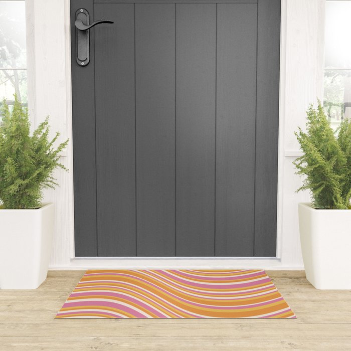 Wavy Stripes XXV - Pink Orange Yellow Welcome Mat Gallery Image 3