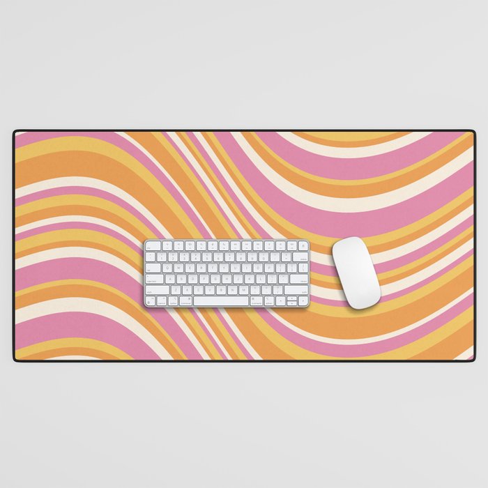 Wavy Stripes XXV - Pink Orange Yellow Desk Mat Gallery Image 1