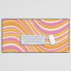 Wavy Stripes XXV - Pink Orange Yellow Desk Mat Gallery Image 1