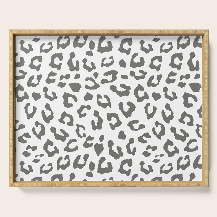 Safari Leopard Print - Grey & White Serving Tray Gallery Image 1