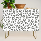 Safari Leopard Print - Grey & White Credenza Gallery Image 1