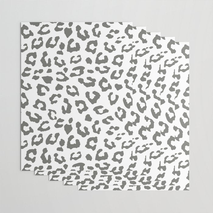 Safari Leopard Print - Grey & White Wrapping Paper Gallery Image 3