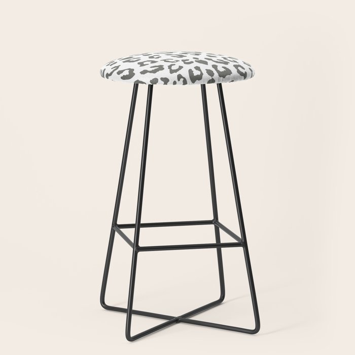 Safari Leopard Print - Grey & White Stool Gallery Image 1