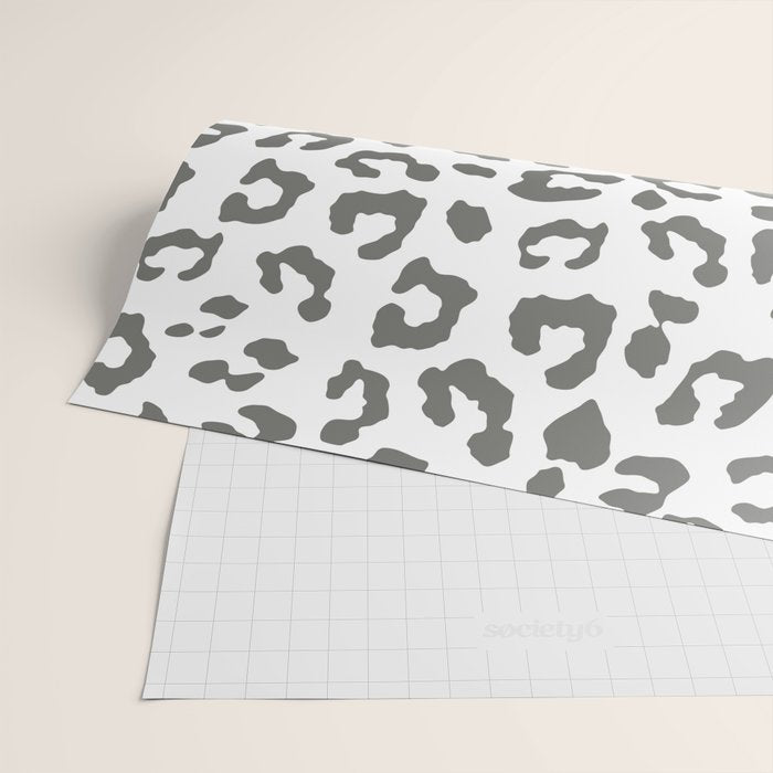 Safari Leopard Print - Grey & White Wrapping Paper Gallery Image 2