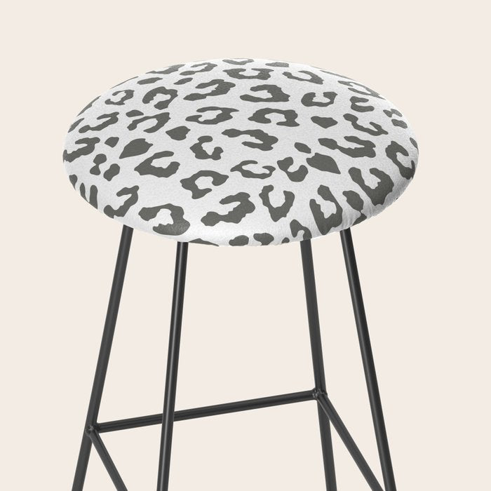 Safari Leopard Print - Grey & White Stool Gallery Image 2