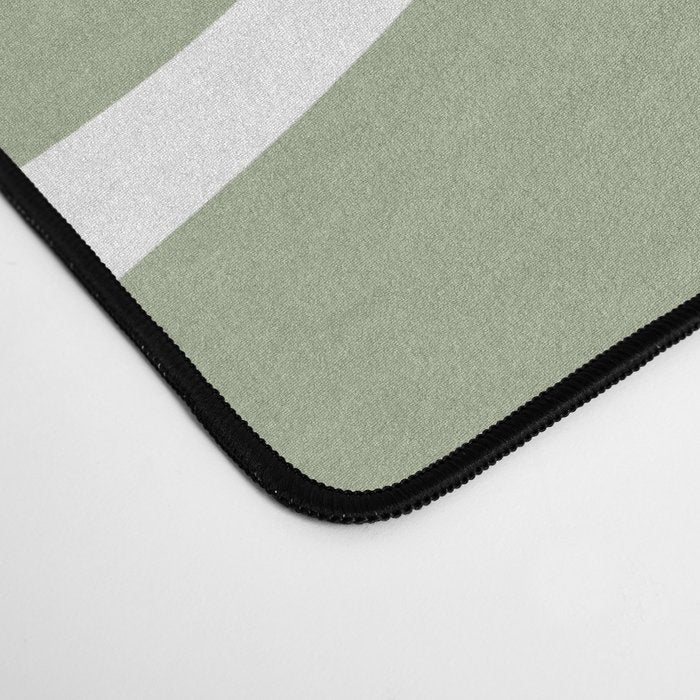 Modern Retro Liquid Swirl Abstract Pattern in Muted Sage Green and White Desk Mat Gallery Image 4