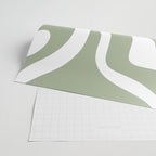 Modern Retro Liquid Swirl Abstract Pattern in Muted Sage Green and White Wrapping Paper Gallery Image 2