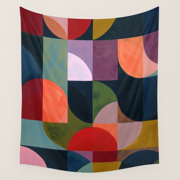 Midnight Bauhaus Garden Wall Tapestry Gallery Image 4