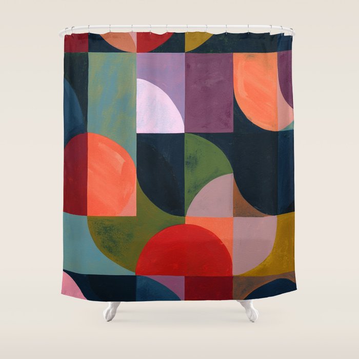 Midnight Bauhaus Garden Shower Curtain Gallery Image 1